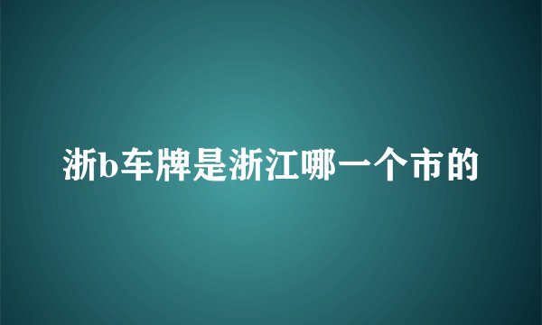 浙b车牌是浙江哪一个市的