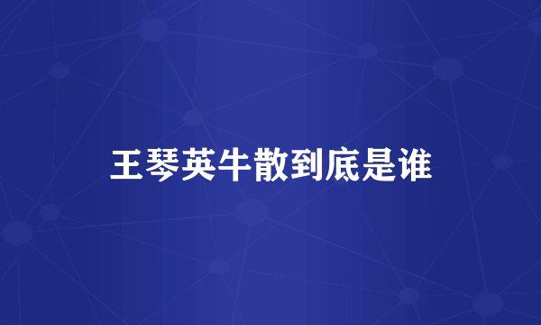 王琴英牛散到底是谁