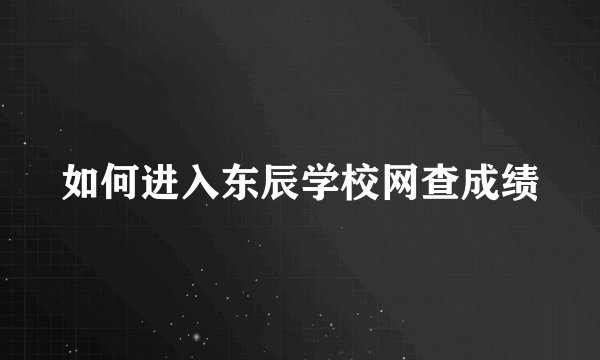 如何进入东辰学校网查成绩