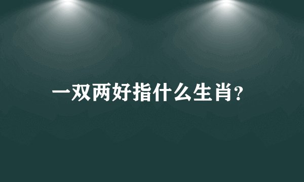 一双两好指什么生肖？