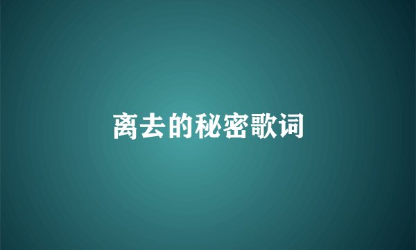 离去的秘密歌词
