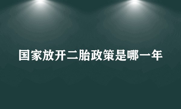国家放开二胎政策是哪一年