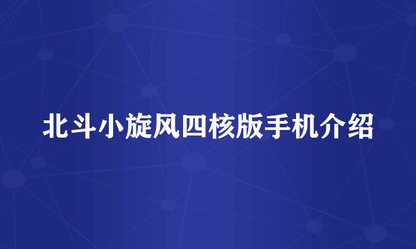 北斗小旋风四核版手机介绍