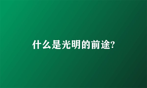 什么是光明的前途?