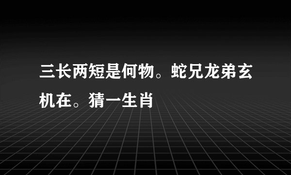 三长两短是何物。蛇兄龙弟玄机在。猜一生肖