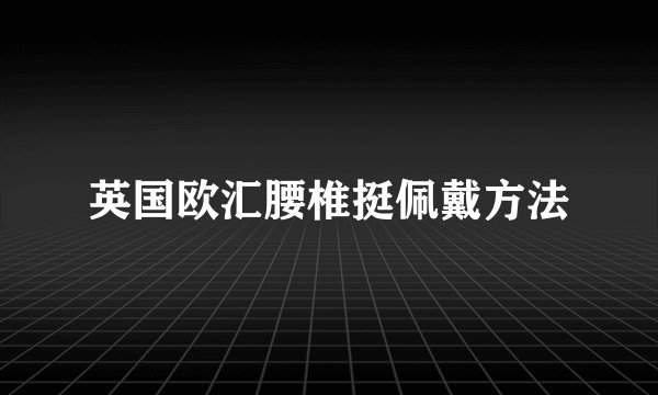 英国欧汇腰椎挺佩戴方法