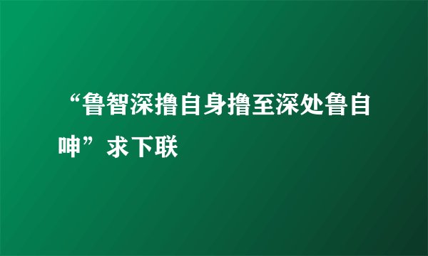 “鲁智深撸自身撸至深处鲁自呻”求下联