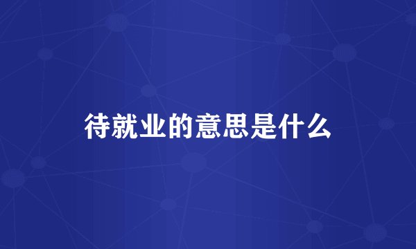 待就业的意思是什么