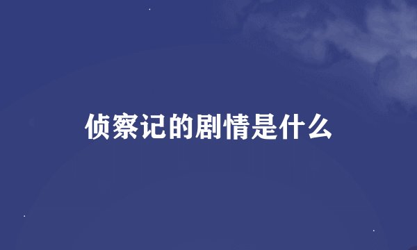 侦察记的剧情是什么