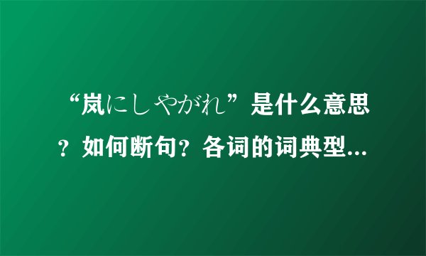 “岚にしやがれ”是什么意思？如何断句？各词的词典型是什么？