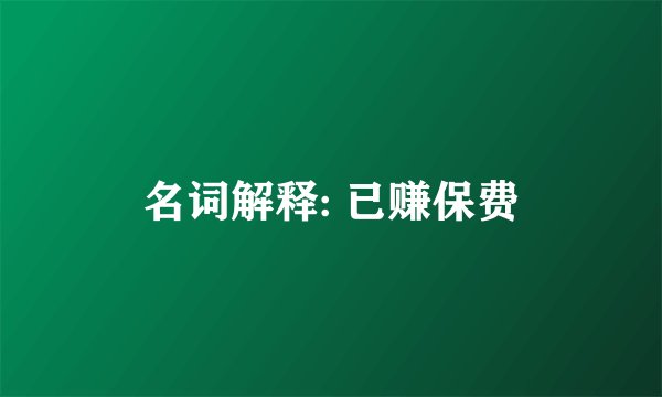 名词解释: 已赚保费