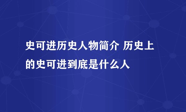 史可进历史人物简介 历史上的史可进到底是什么人