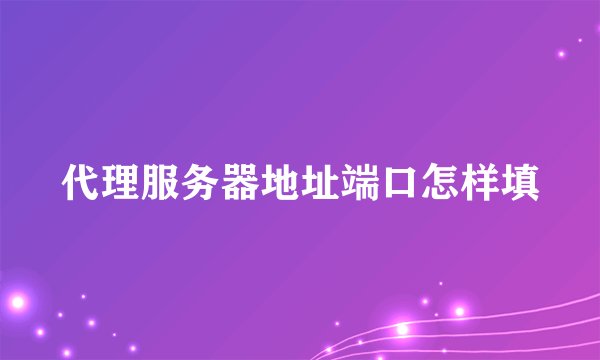 代理服务器地址端口怎样填