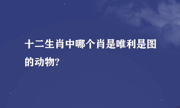 十二生肖中哪个肖是唯利是图的动物?