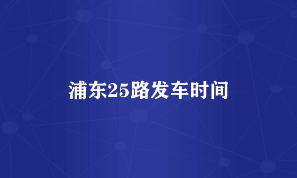 浦东25路发车时间