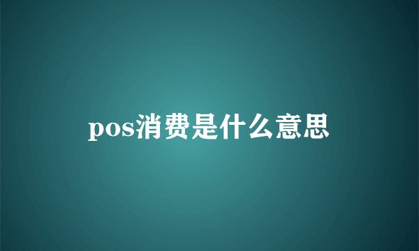 pos消费是什么意思