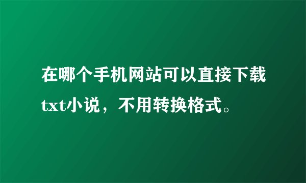 在哪个手机网站可以直接下载txt小说，不用转换格式。