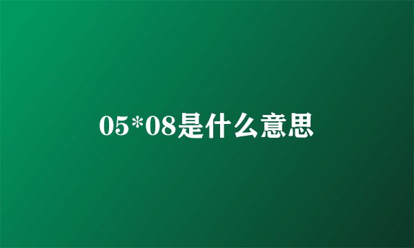 05*08是什么意思