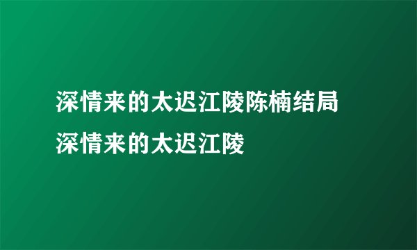 深情来的太迟江陵陈楠结局 深情来的太迟江陵