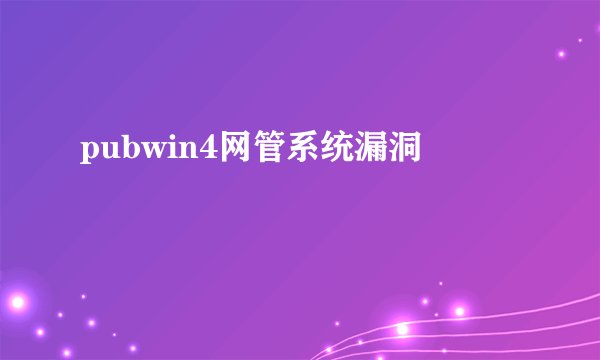pubwin4网管系统漏洞