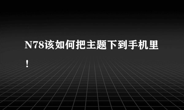 N78该如何把主题下到手机里！