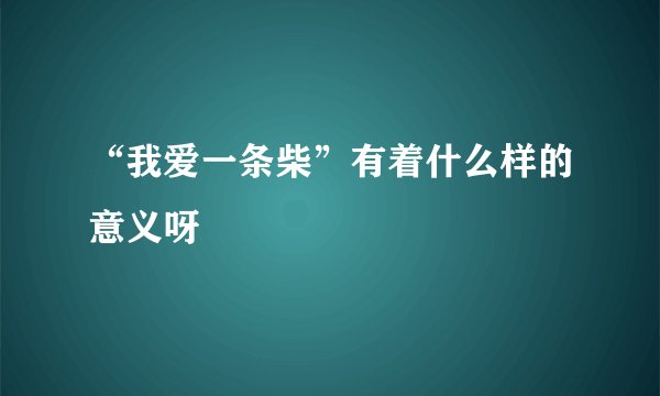“我爱一条柴”有着什么样的意义呀