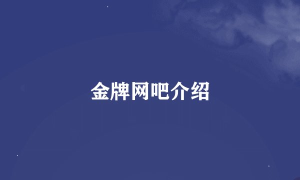 金牌网吧介绍