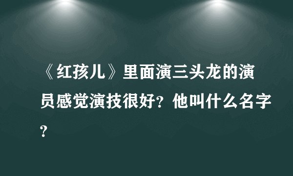 《红孩儿》里面演三头龙的演员感觉演技很好？他叫什么名字？