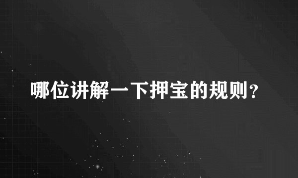 哪位讲解一下押宝的规则？