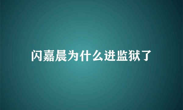 闪嘉晨为什么进监狱了