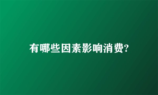 有哪些因素影响消费?