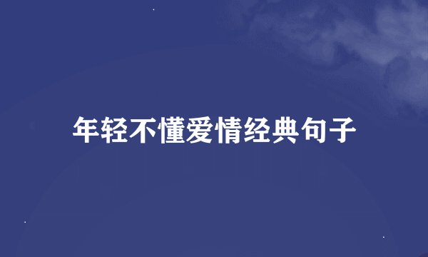 年轻不懂爱情经典句子