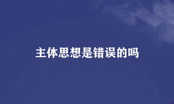 主体思想是错误的吗