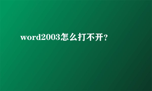 word2003怎么打不开？