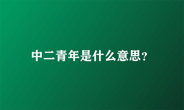中二青年是什么意思？