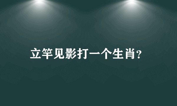 立竿见影打一个生肖？