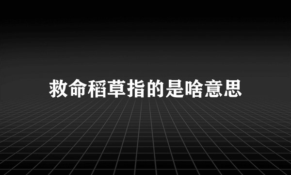 救命稻草指的是啥意思