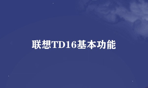 联想TD16基本功能