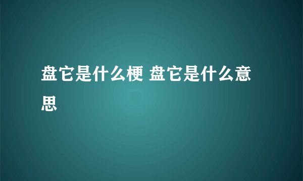 盘它是什么梗 盘它是什么意思