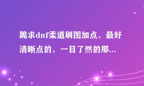 跪求dnf柔道刷图加点，最好清晰点的，一目了然的那种。还有穿什么装备及其武器！ 拒绝复制！