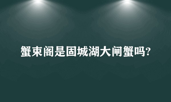 蟹束阁是固城湖大闸蟹吗?