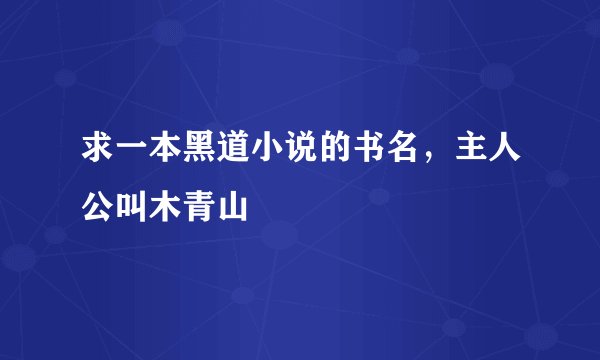 求一本黑道小说的书名，主人公叫木青山