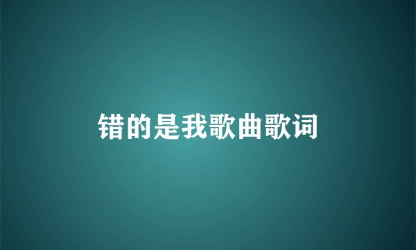 错的是我歌曲歌词
