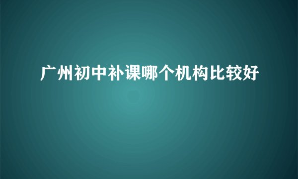 广州初中补课哪个机构比较好