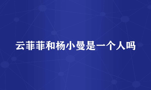 云菲菲和杨小曼是一个人吗