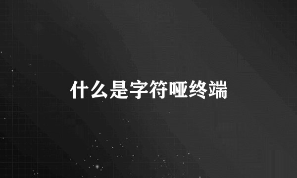 什么是字符哑终端