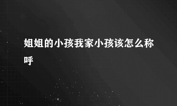 姐姐的小孩我家小孩该怎么称呼