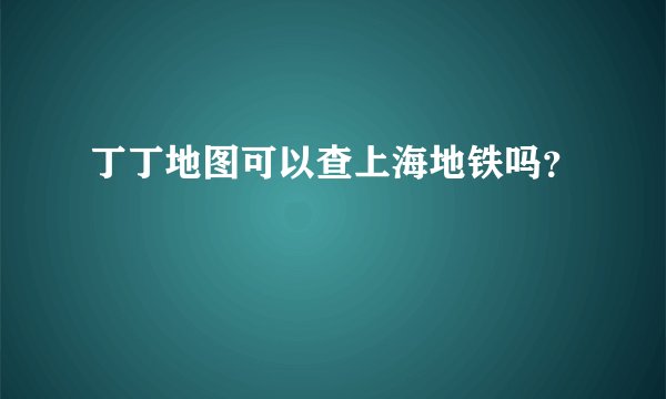 丁丁地图可以查上海地铁吗？