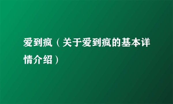 爱到疯（关于爱到疯的基本详情介绍）