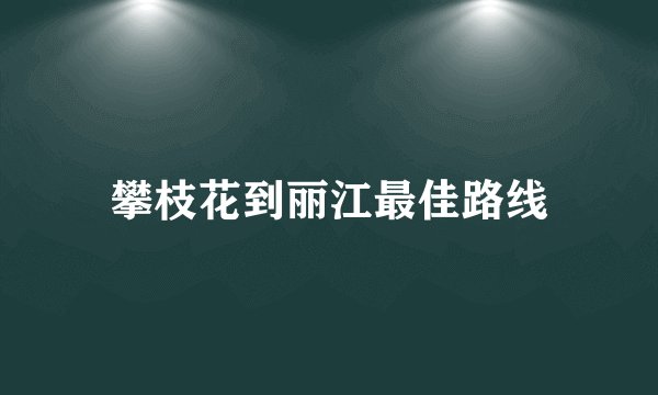 攀枝花到丽江最佳路线
